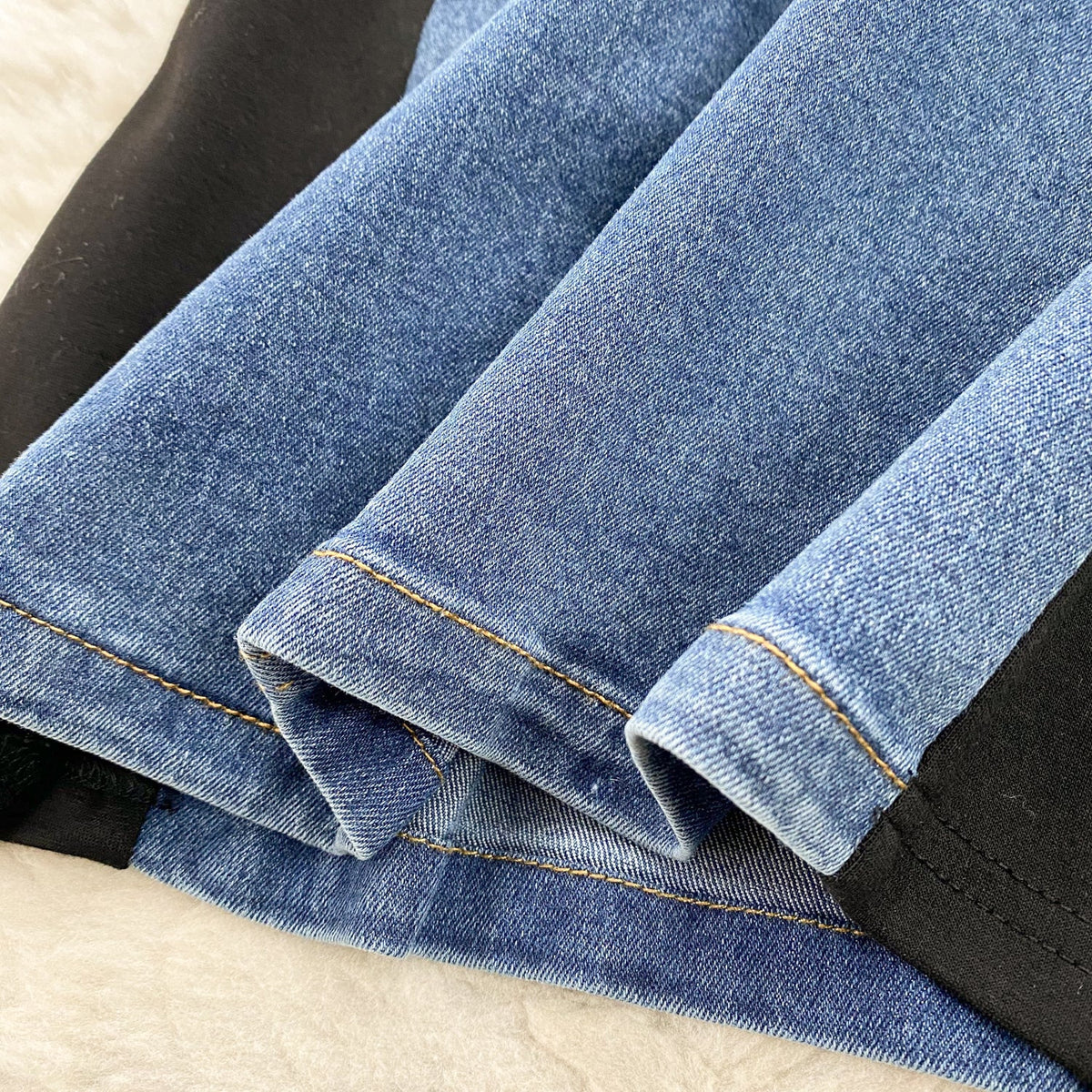 Faux Two-pieces Denim Patchwork Dress