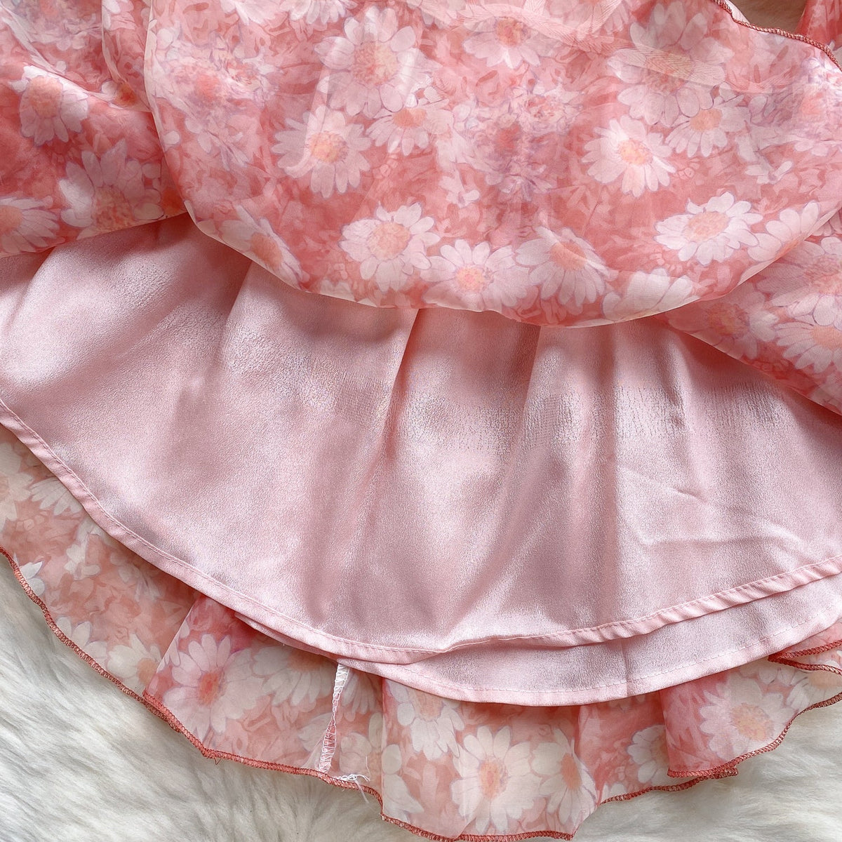 Daisy Printed Puffy Sleeve Floral Dress