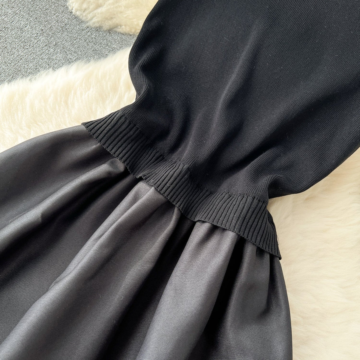 Cardigan&Slip Dress Color Blocking 2Pcs