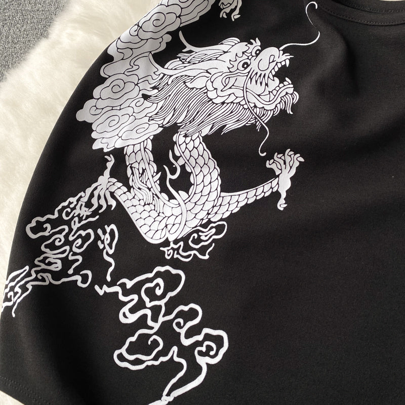 Cheongsam Off-shoulder Printed Hollowed Dress