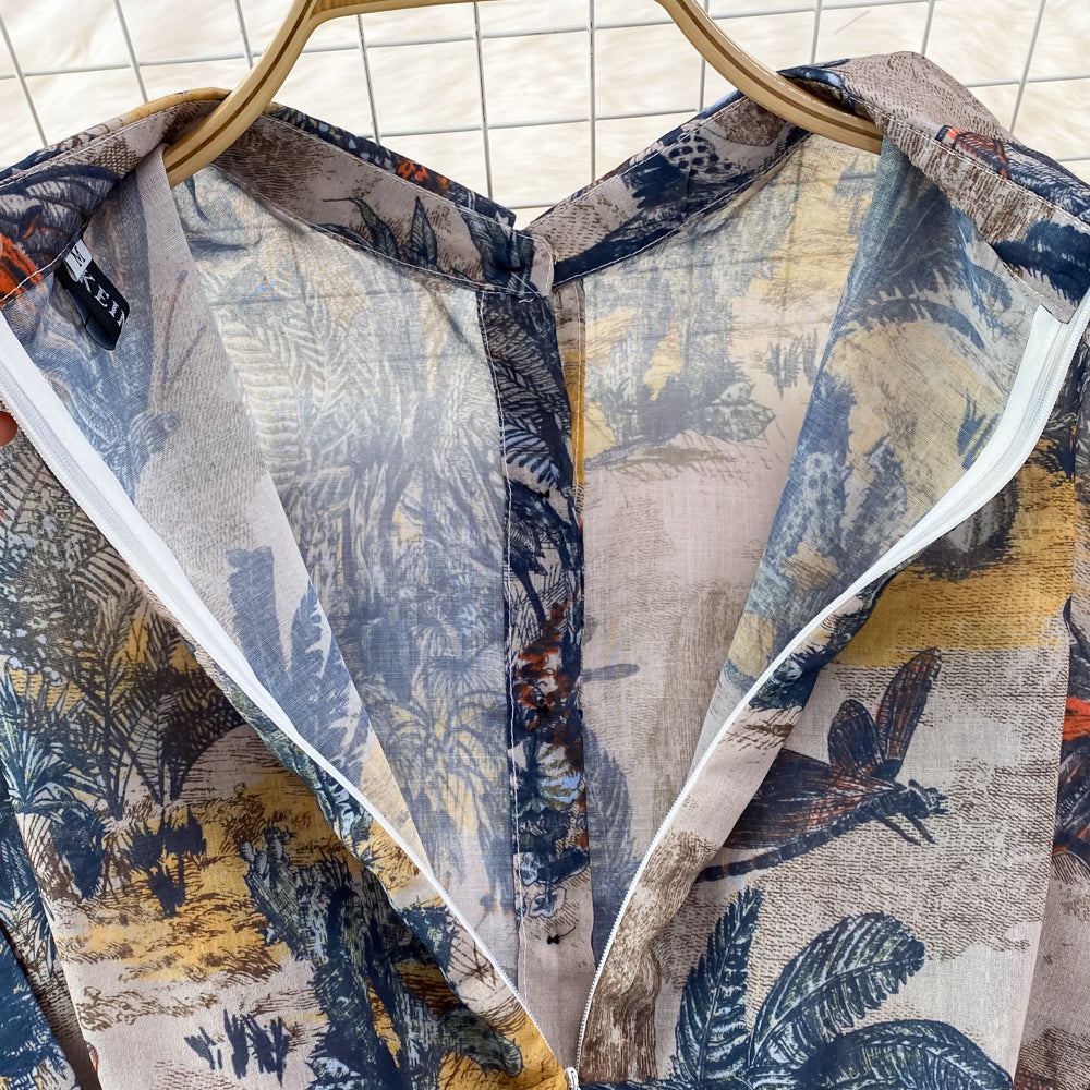 Ink Painting Print A-line Maxi Dress