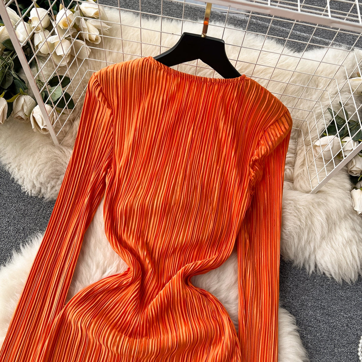 Casual Round Collar Elastic Dress