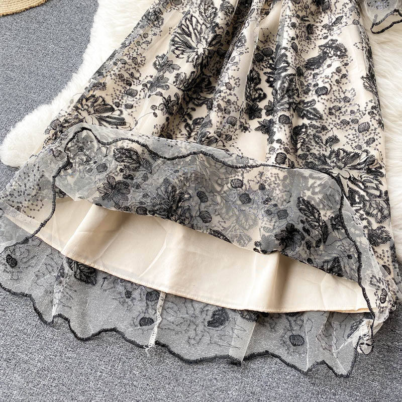 Delicate Embroidered Mesh Party Dress