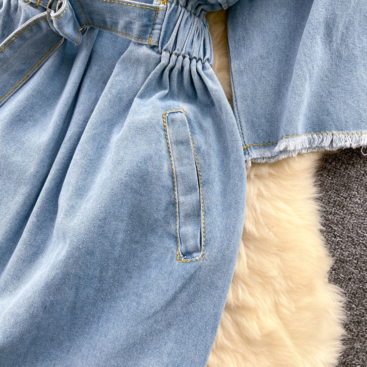 Chic Lace-up Hooded Denim Dress