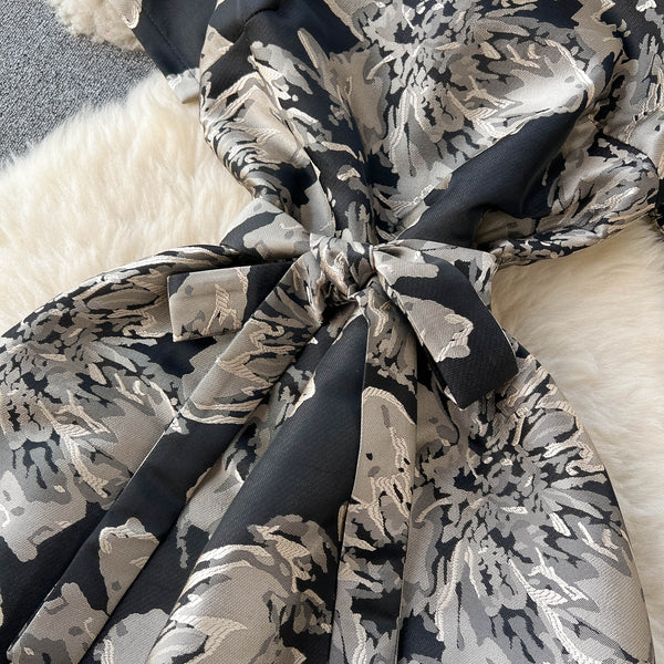 Vintage Waist Slimming Floral Dress