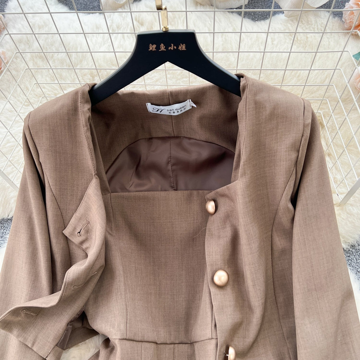 Short Jacket&Pleated Slip Dress OL 2Pcs