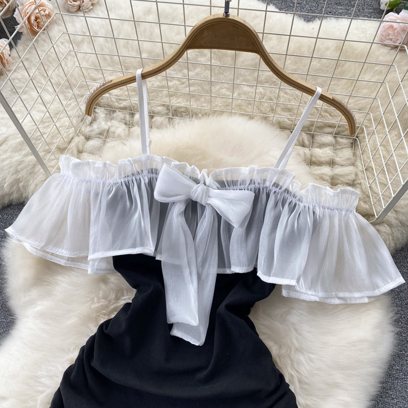 Ruffled Mesh Patchwork Dress