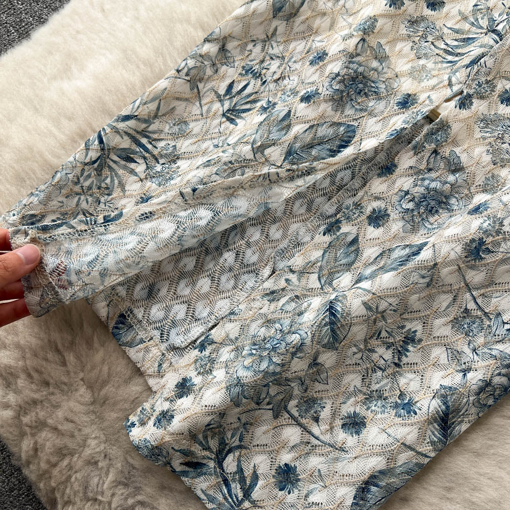 High-end Patchwork Mesh Floral Dress