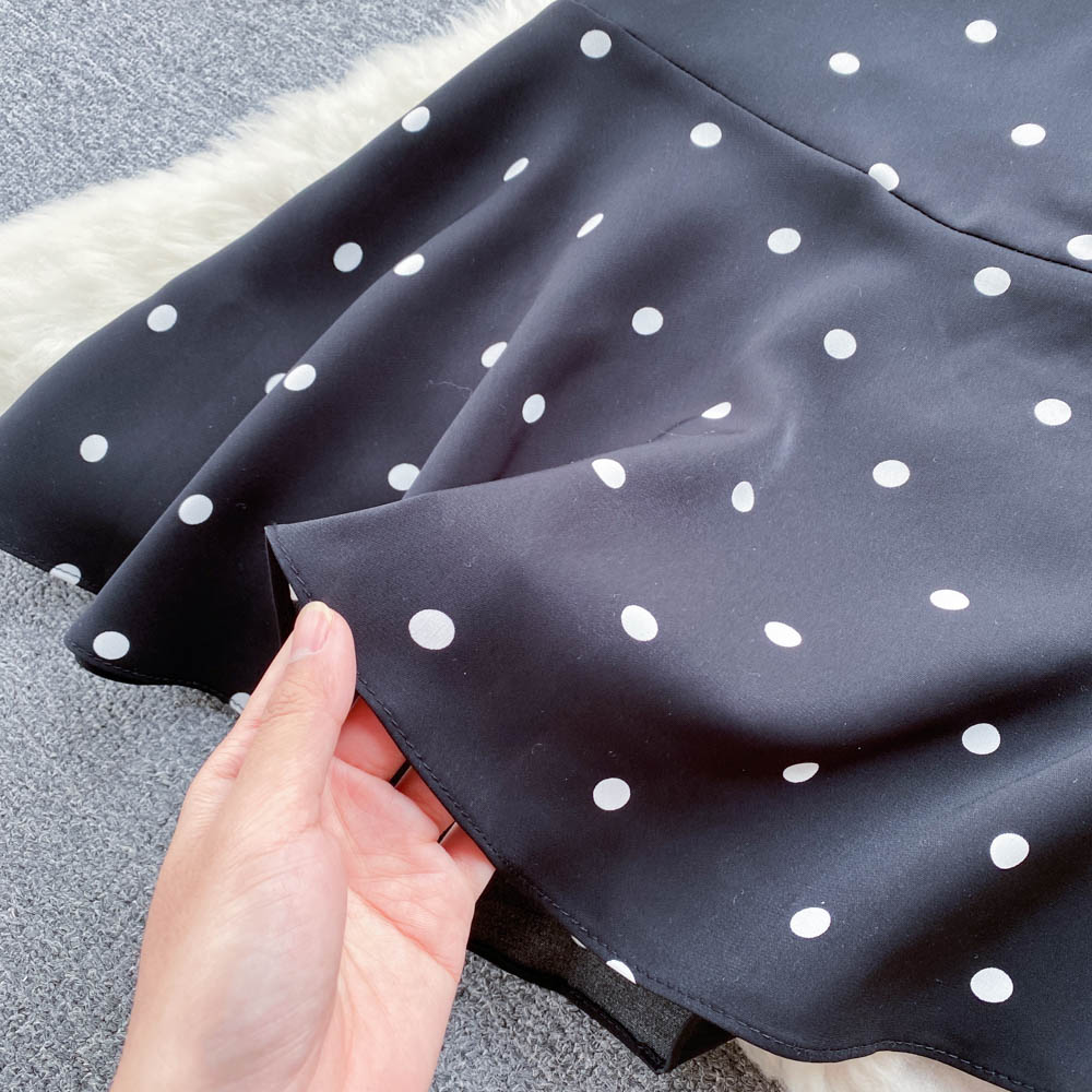 Polka Dot Black Fishtail Dress