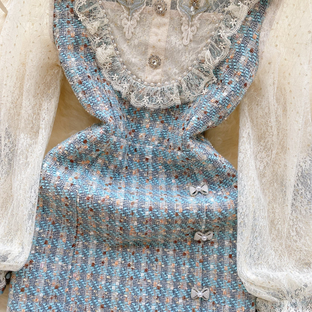 Sweetie Beaded Lace Patchwork Dress