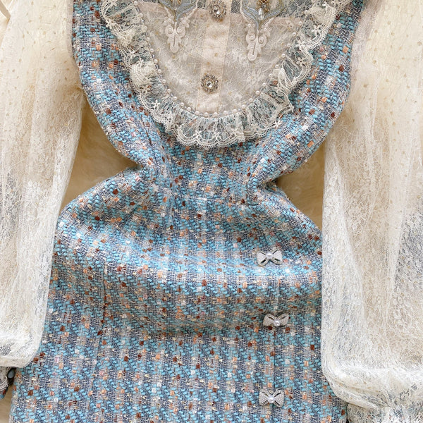 Sweetie Beaded Lace Patchwork Dress