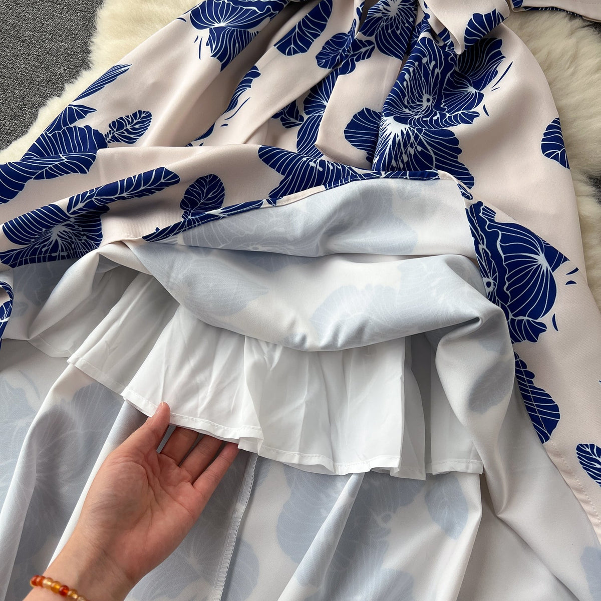 Bow-tie Round Collar Floral Dress