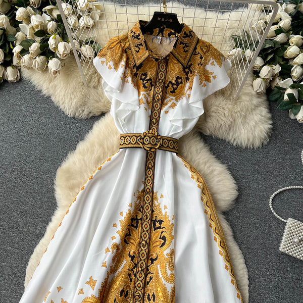 Round Collar Crochet Lace Floral Dress