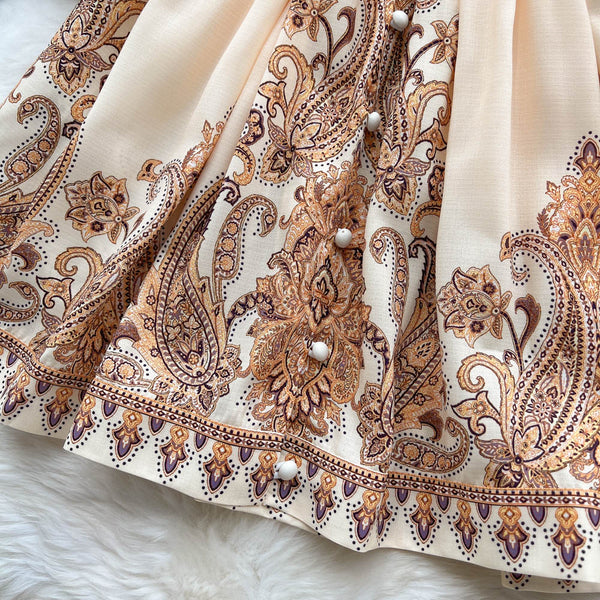 Courtly Printed Lace-up Dress