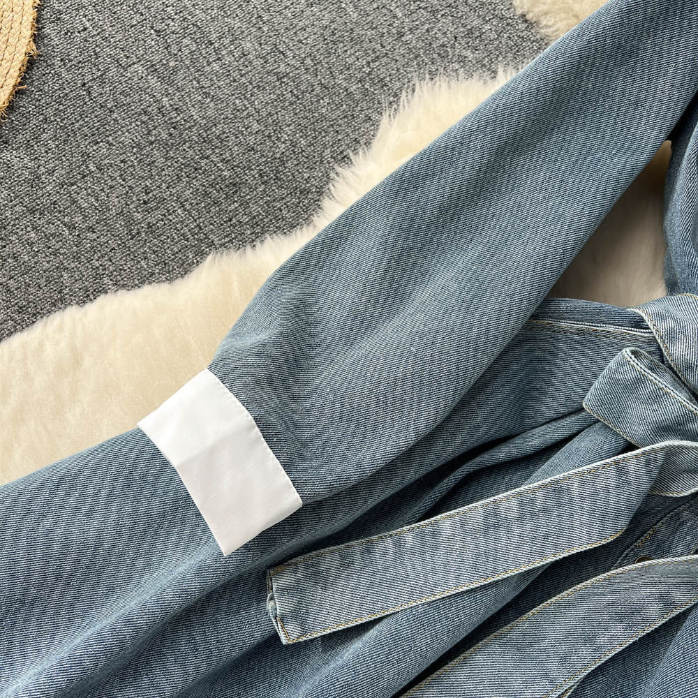 Patchwork Lapeled Denim Shirt Dress