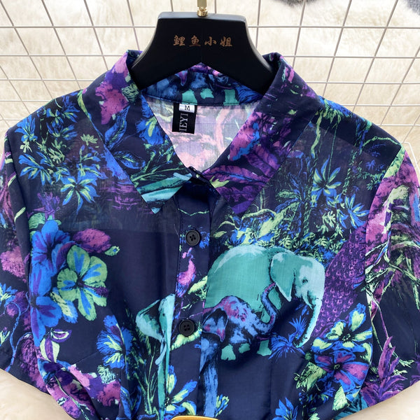 Floral Printed Shirt Dress with Belt