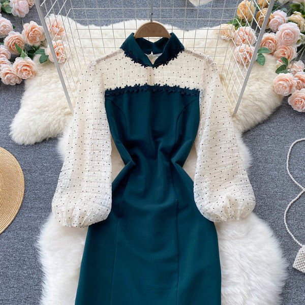 Waist-Slimming Patchwork Dress
