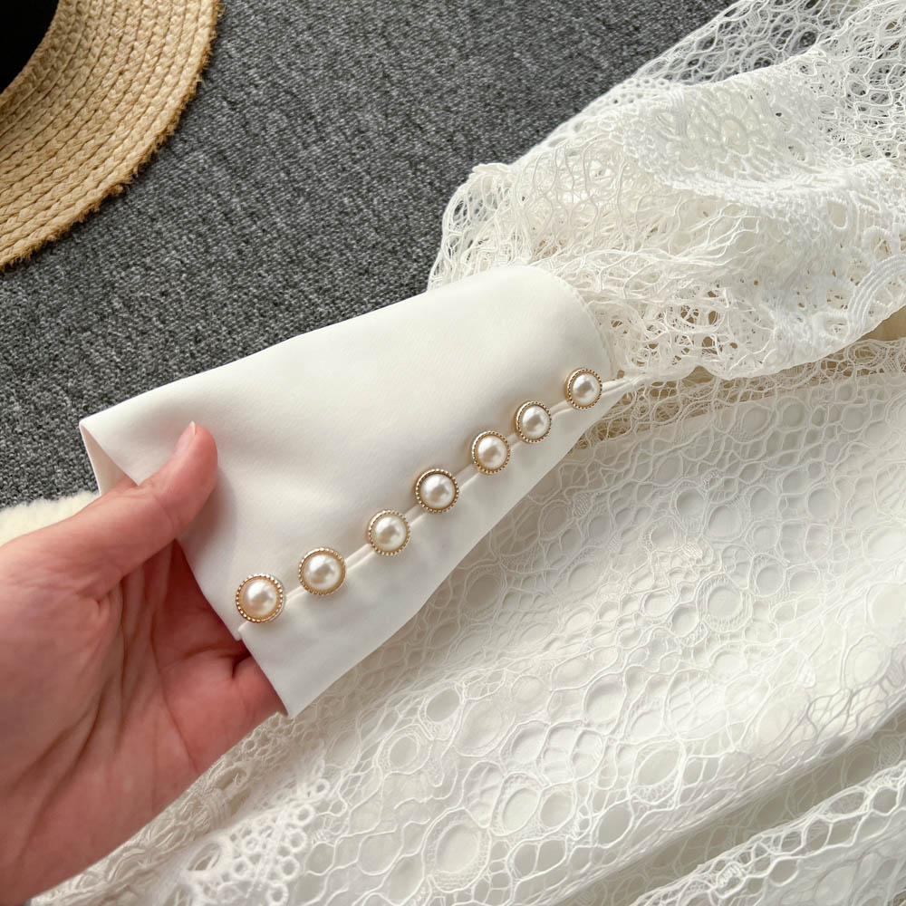 Ruffled Trim Single-breasted Dress
