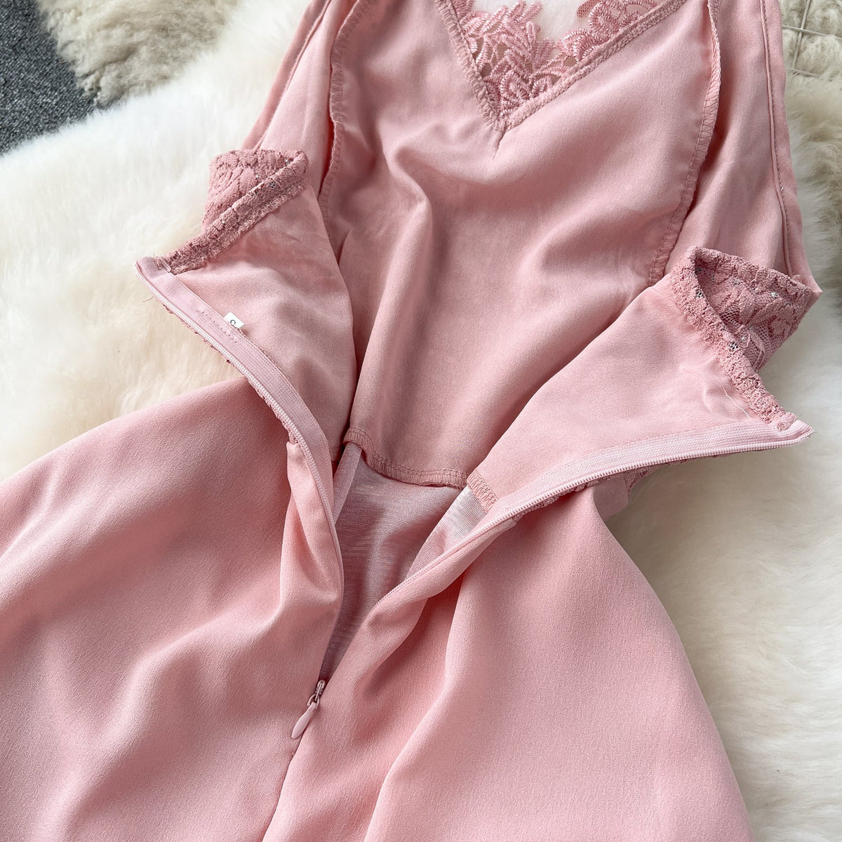 Embroidered Backless Split Halter Dress