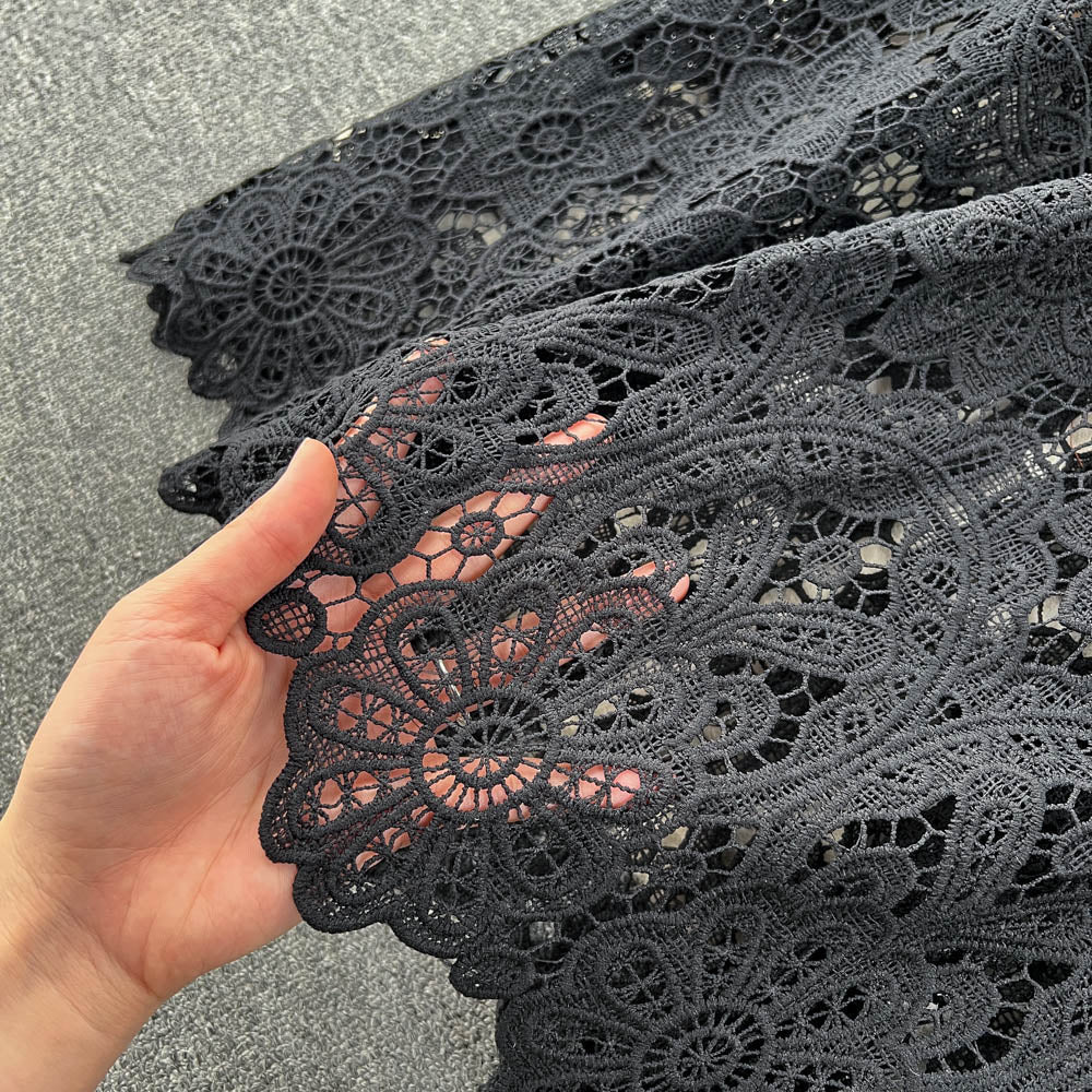 Premium Round Collar Embroidery Lace Dress