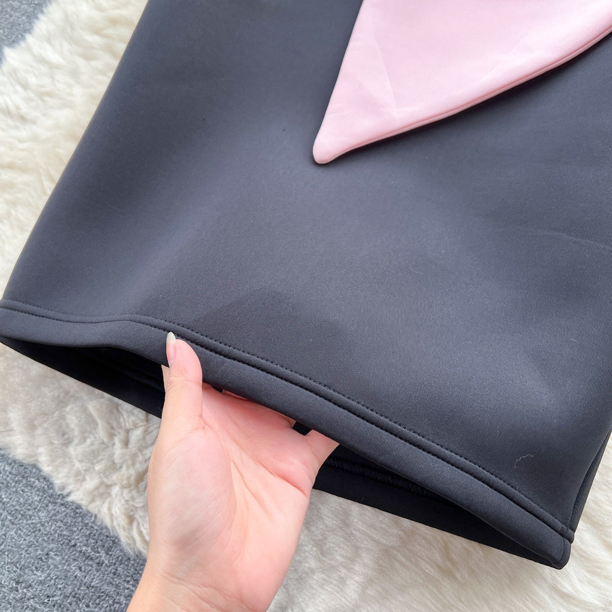 3d Pink Bow Split Black Dress
