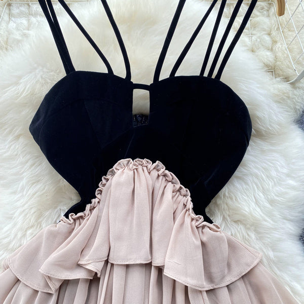 Irregular-designed Patchwork Chiffon Dress
