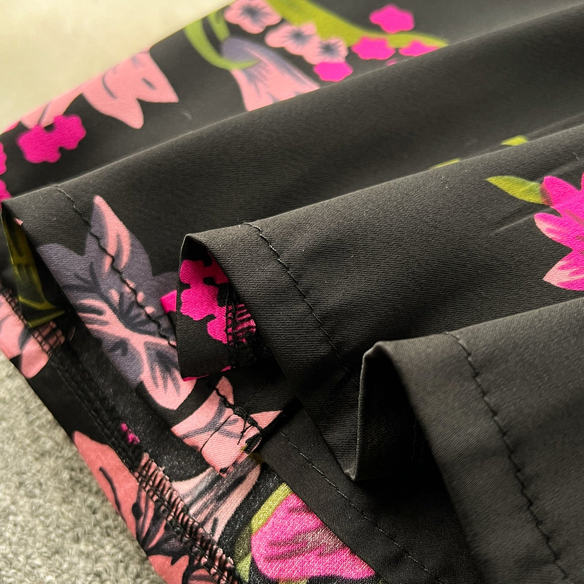 Elegant Floral Printed Black Dress