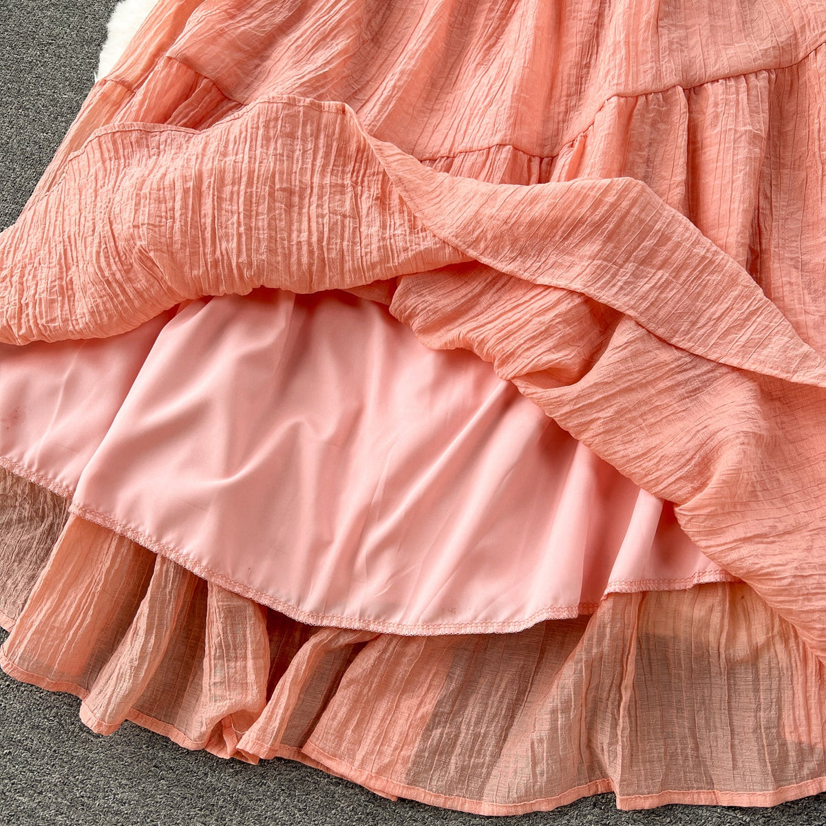 French Style Lace-up Ruffled Slip Dress