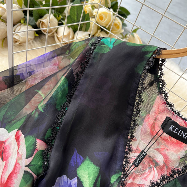 Fairy V-neck Printed Chiffon Dress