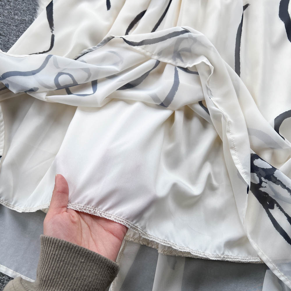 Black&White Color Blocked Slip Dress