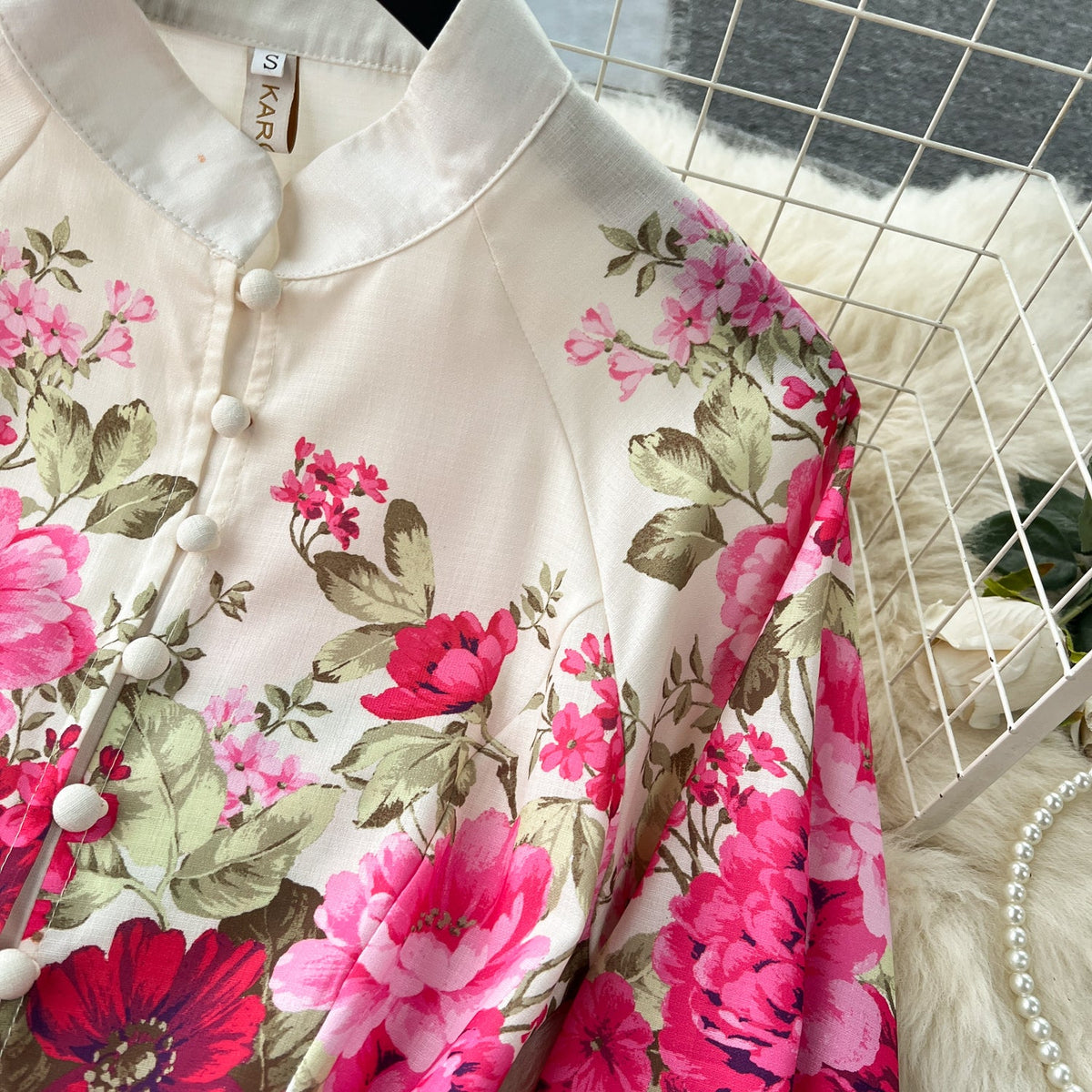 French Style Puffy Sleeve Floral Dress