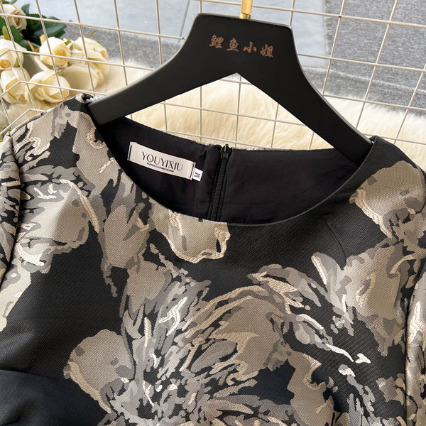 Vintage Waist Slimming Floral Dress