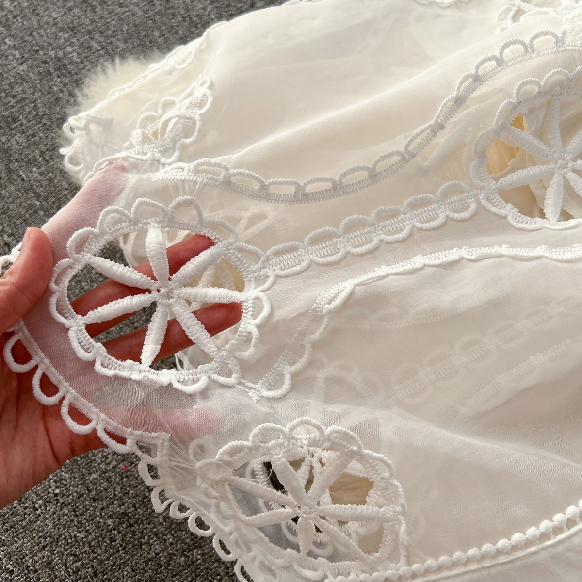 Courtly Hollowed Embroidery Shirt Dress