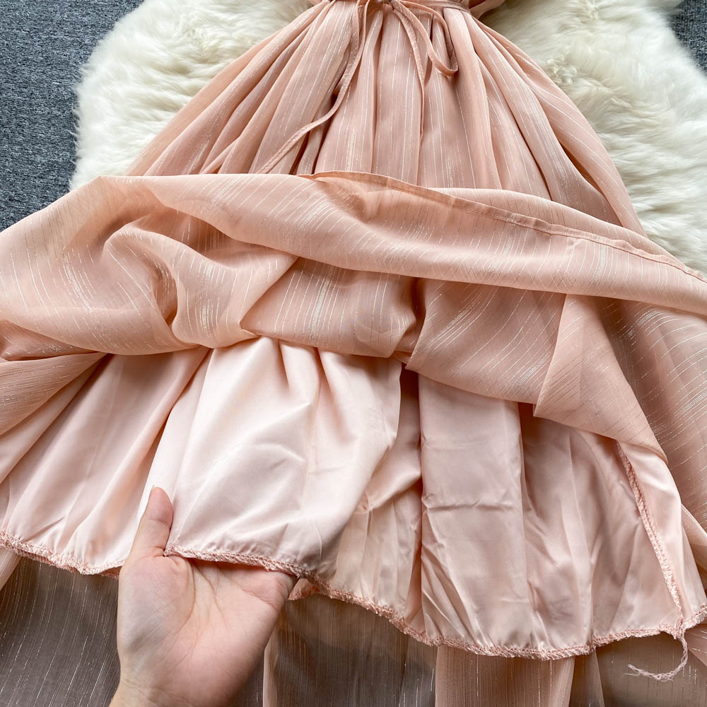 Pink Ruffled Chiffon Dress