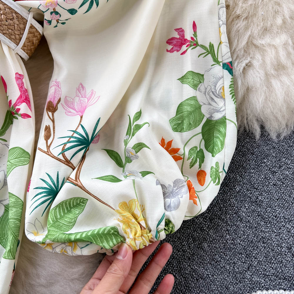 Ethnic Style V-neck Floral Dress