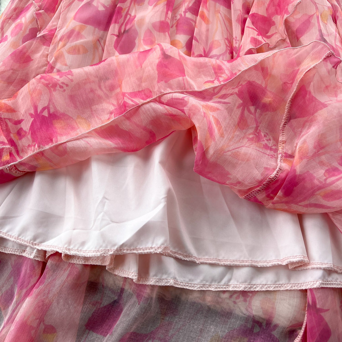 Sweet Ruffled Floral Chiffon Dress
