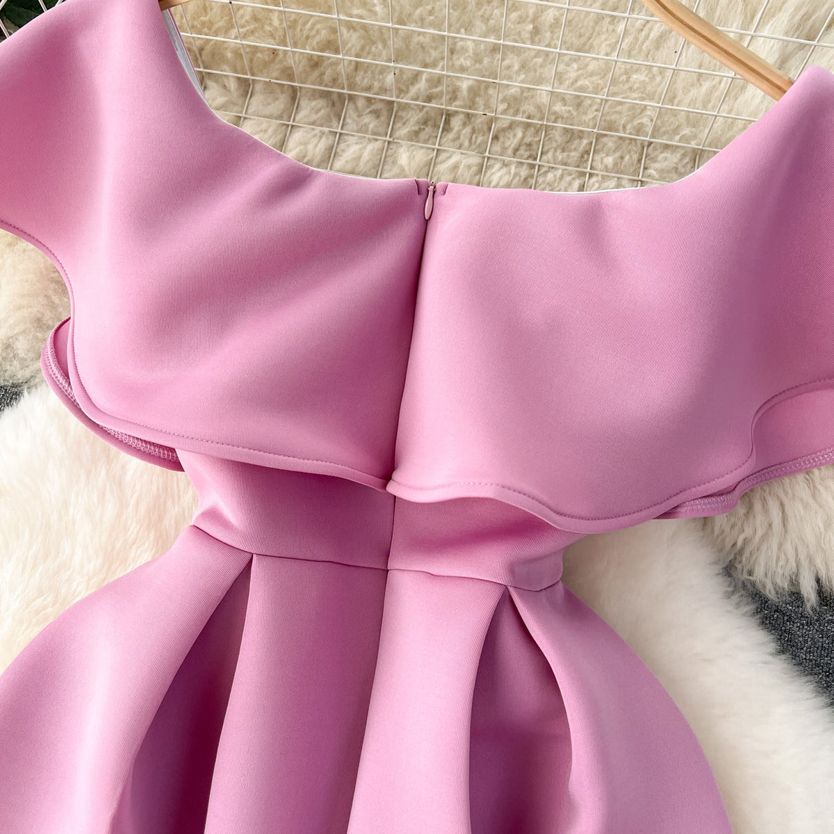 Delicate Ruffled Short Pink Dress