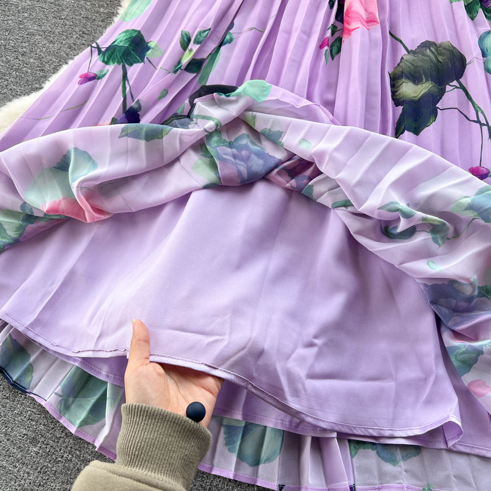 Ethnic Style Floral Dress with Neckerchief