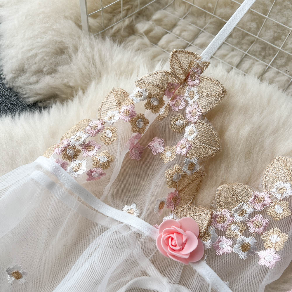Sweet Lace Patchwork Embroidered Poncho Dress
