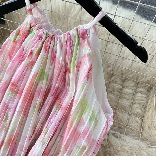 Fairy Lace-up Pink Floral Dress