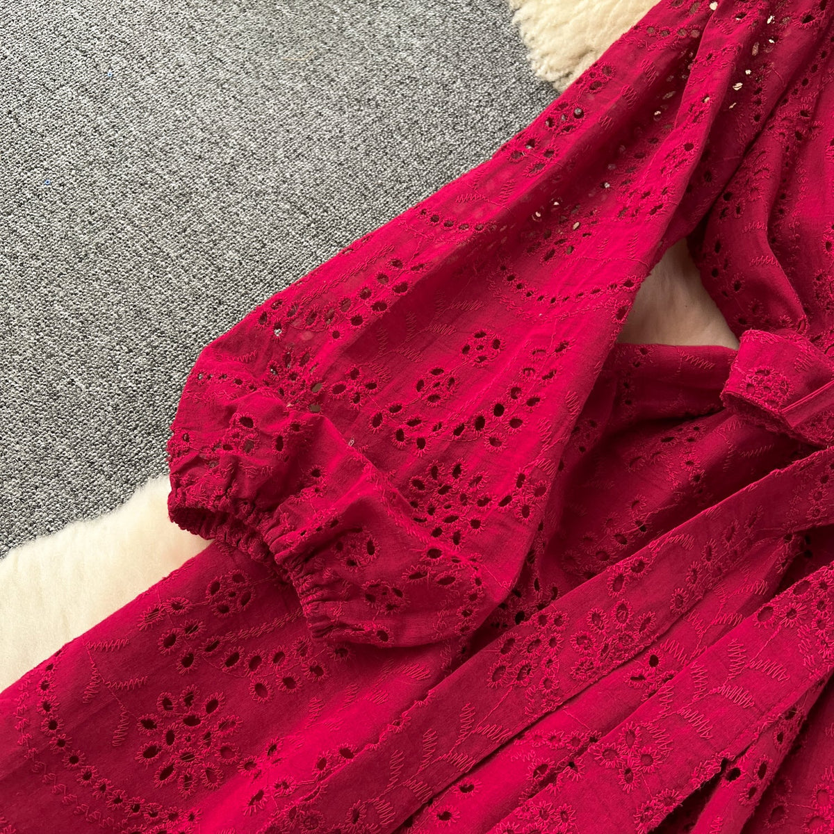 Bohemian Style Lace-up Ruffled Dress