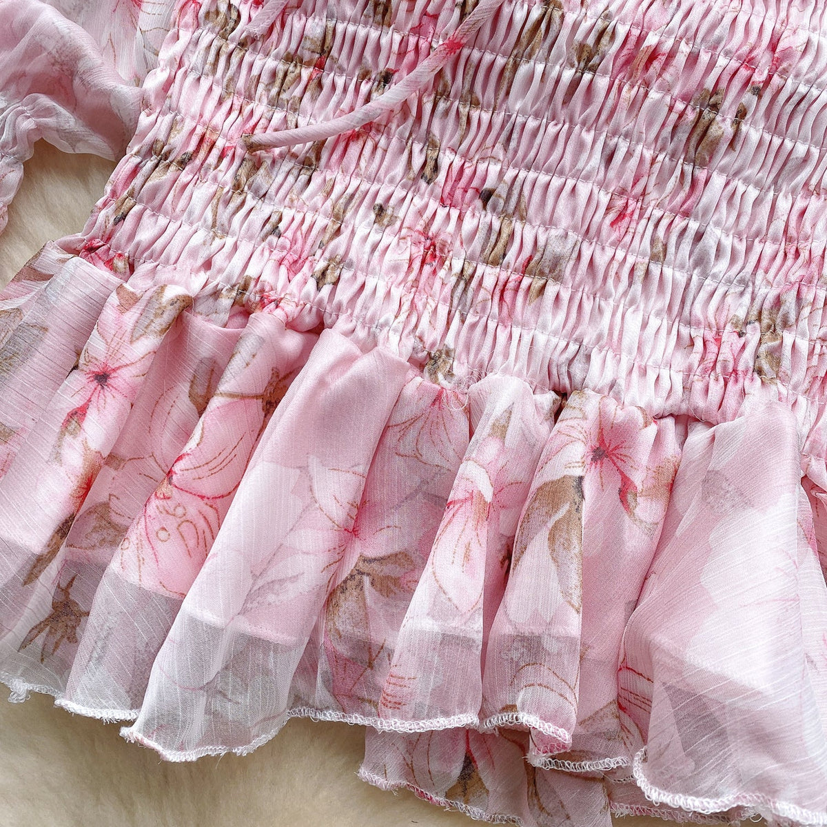 Fairy Pink Floral Pleated Dress