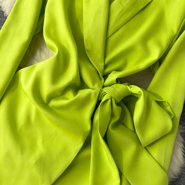 Fluorescent Green Suit Collar Strappy Dress