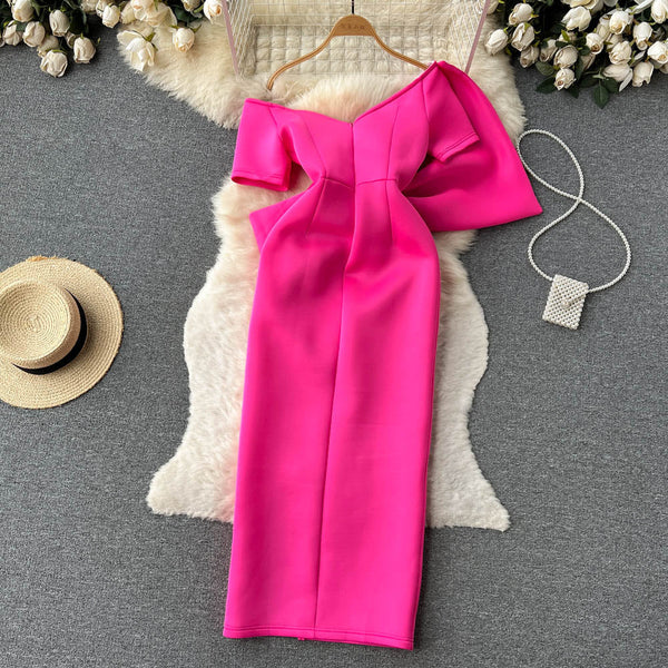 Elegant V-neck Bow-decorated Dress
