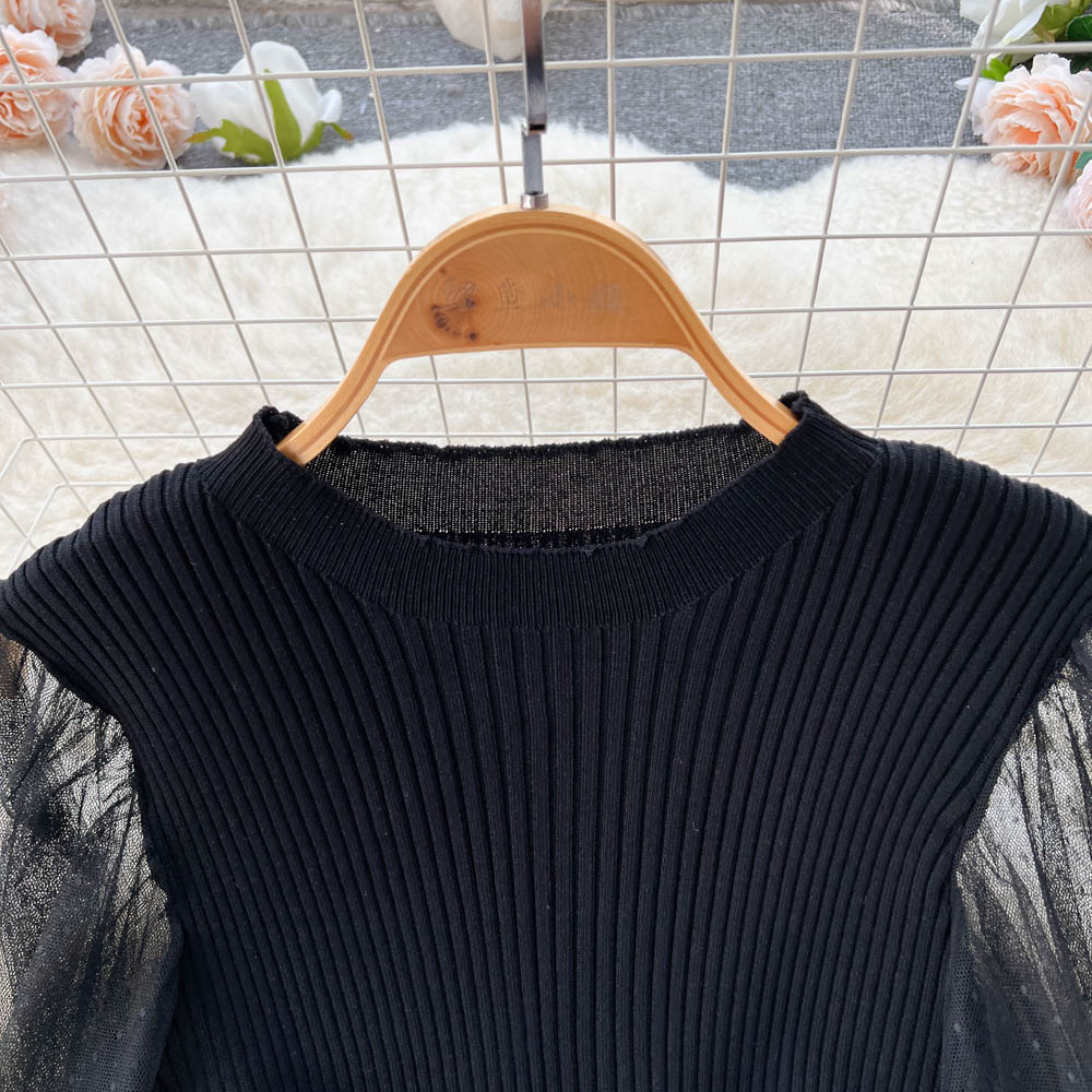 Floral Mesh Patchwork Black Dress