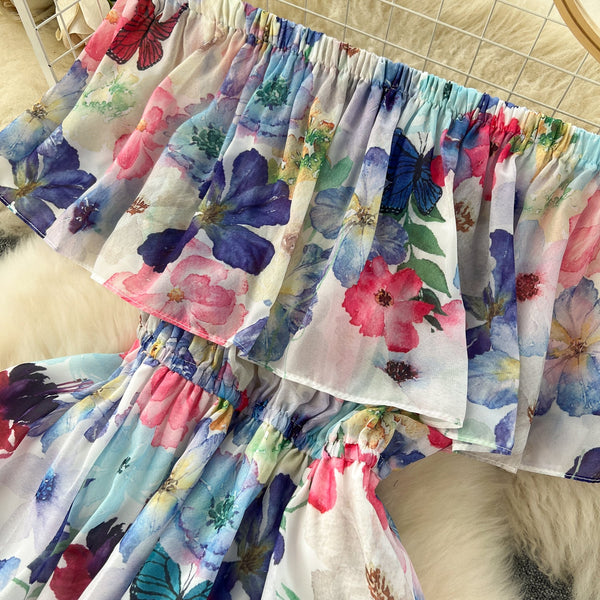 Fairy Off-shoulder Floral Chiffon Dress