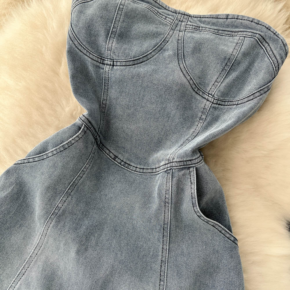 Vintage Off-shoulder Loose Denim Dress