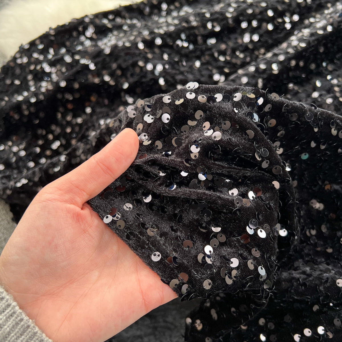 Sequined Backless Black Slip Dress
