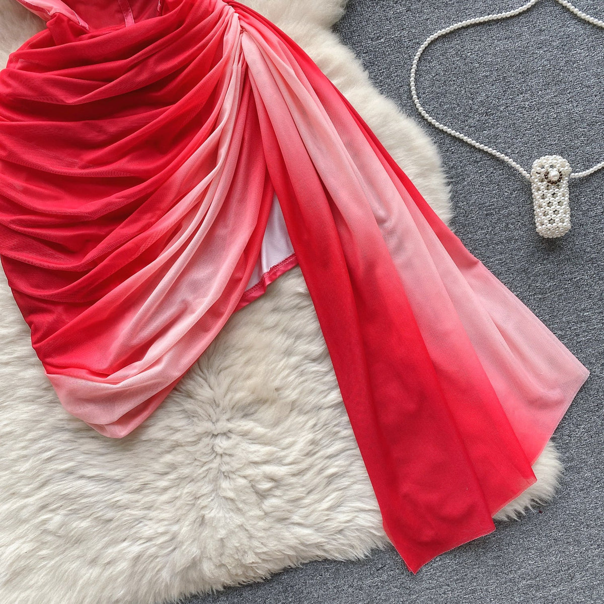 Irregular Design Gradient Tie-dye Slip Dress