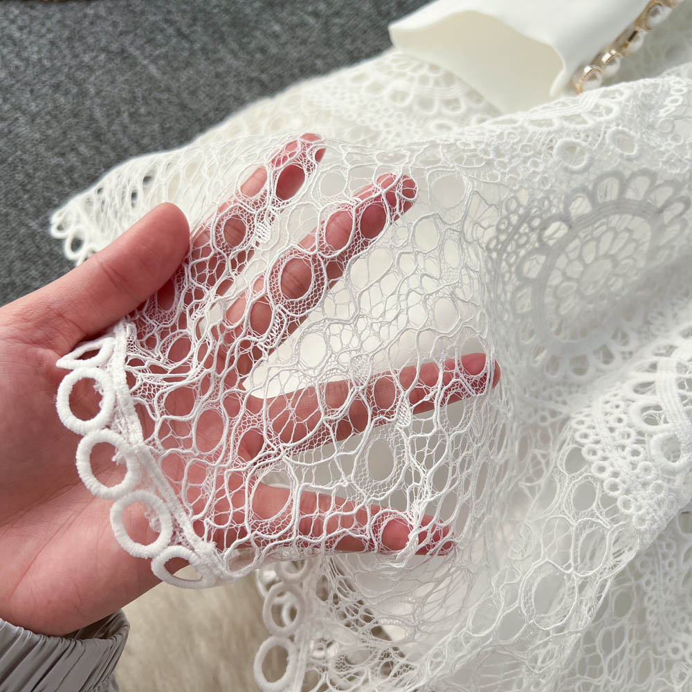 Ruffled Trim Single-breasted Dress